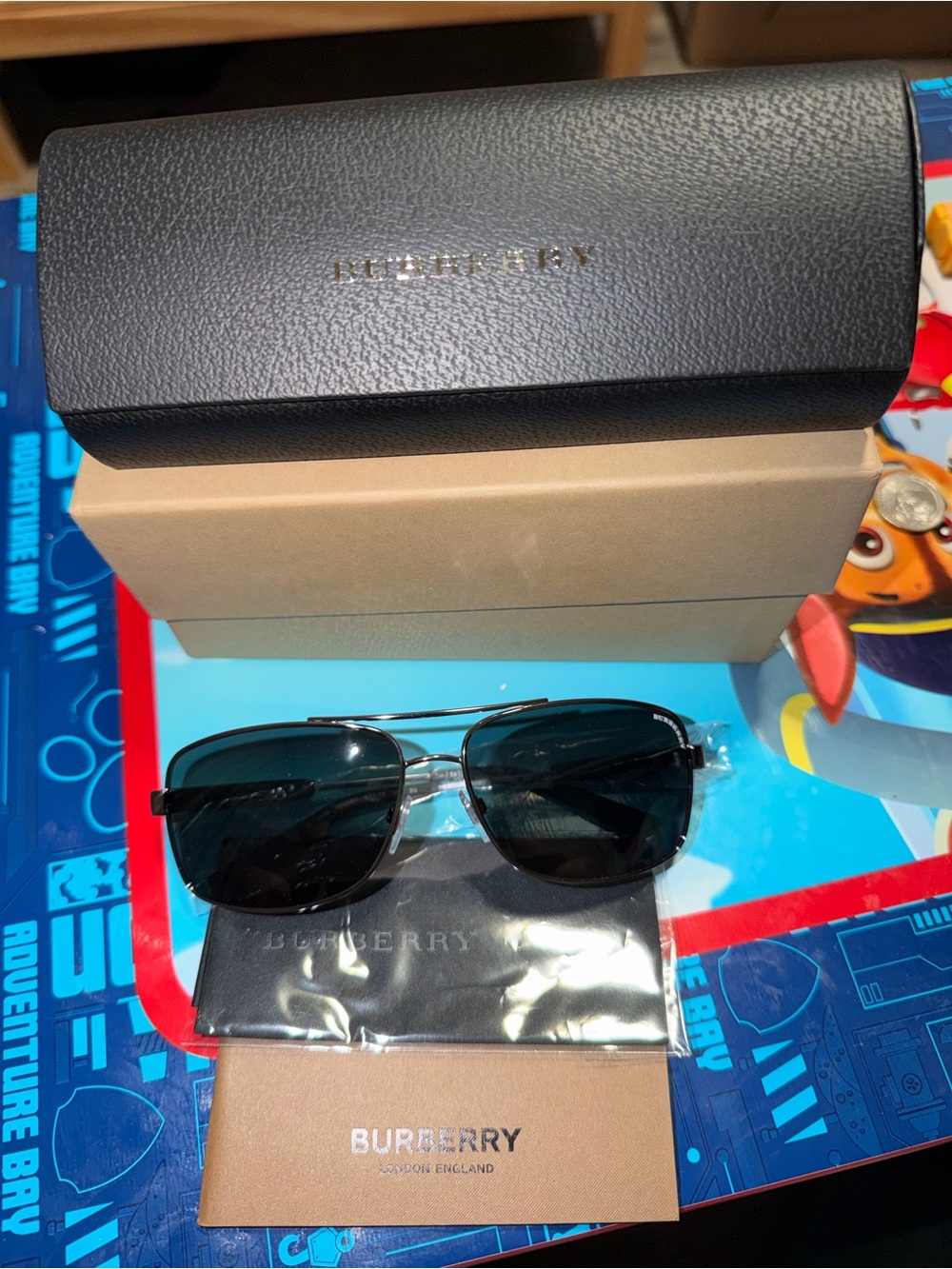 Burberry Black Metal Aviator Sunglasses